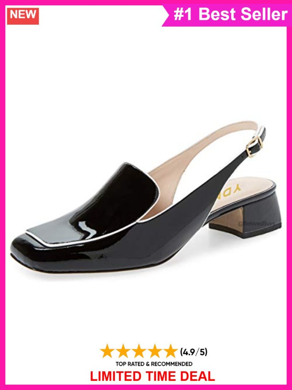 Synthetic Leather Slingback Low Block Heel Square Toe Dressy Office Pump